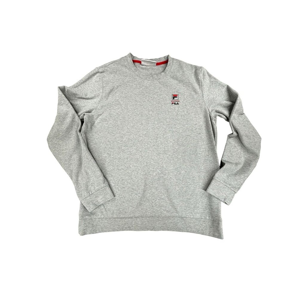 Fila Long Sleeve Crewneck Sweatshirt Gray Mens Medium log Comfort Pullover